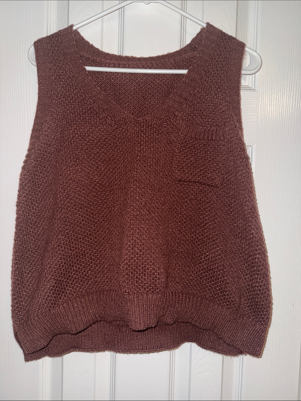 Cozy V-Neck Knit Sweater Vest - Brown